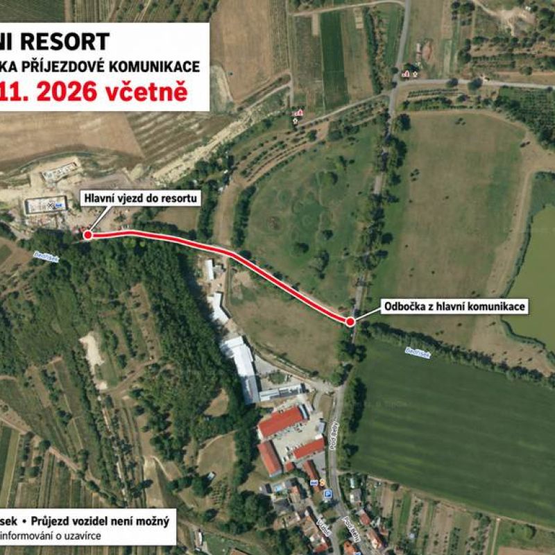 POZOR! Uzavírka příjezdové komunikace k ARTEVINI Resort & Winery