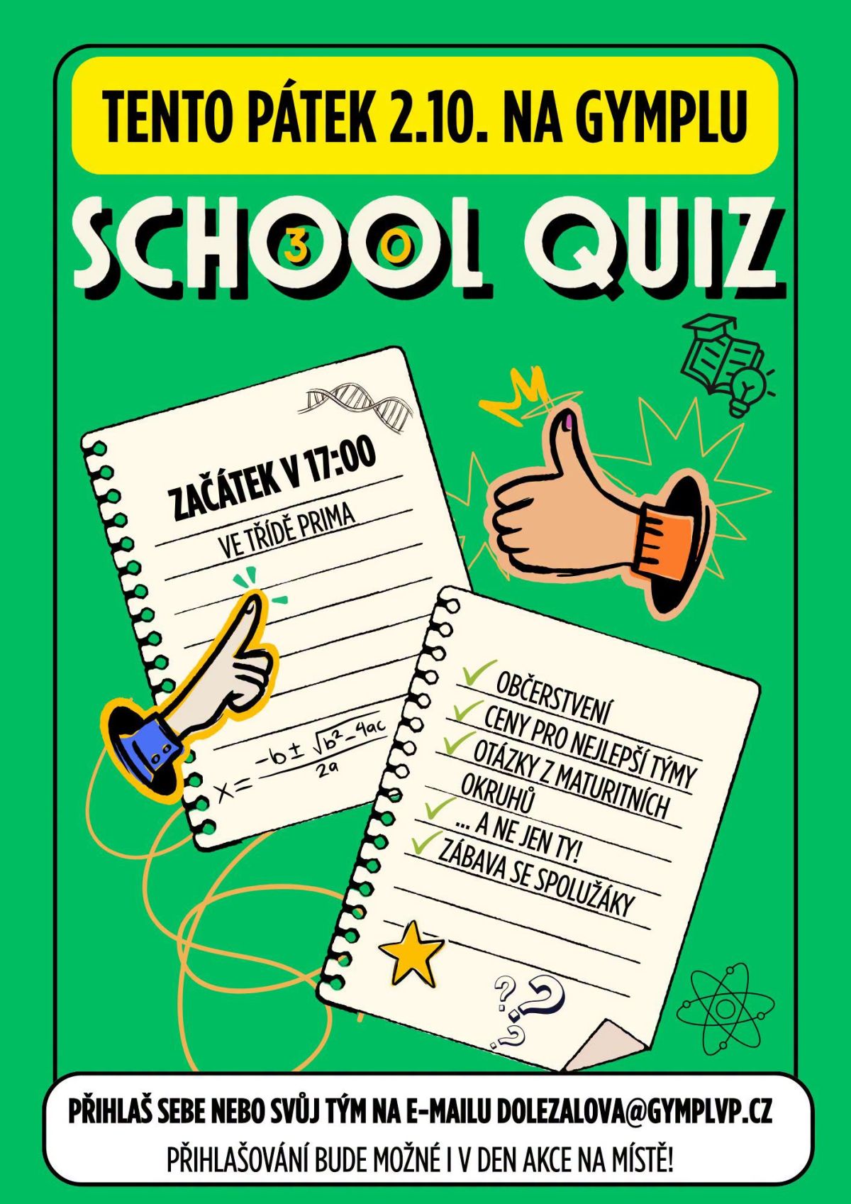 SCHOOL QUIZ na velkopavlovickém gymnáziu - Slavíme 30 let!