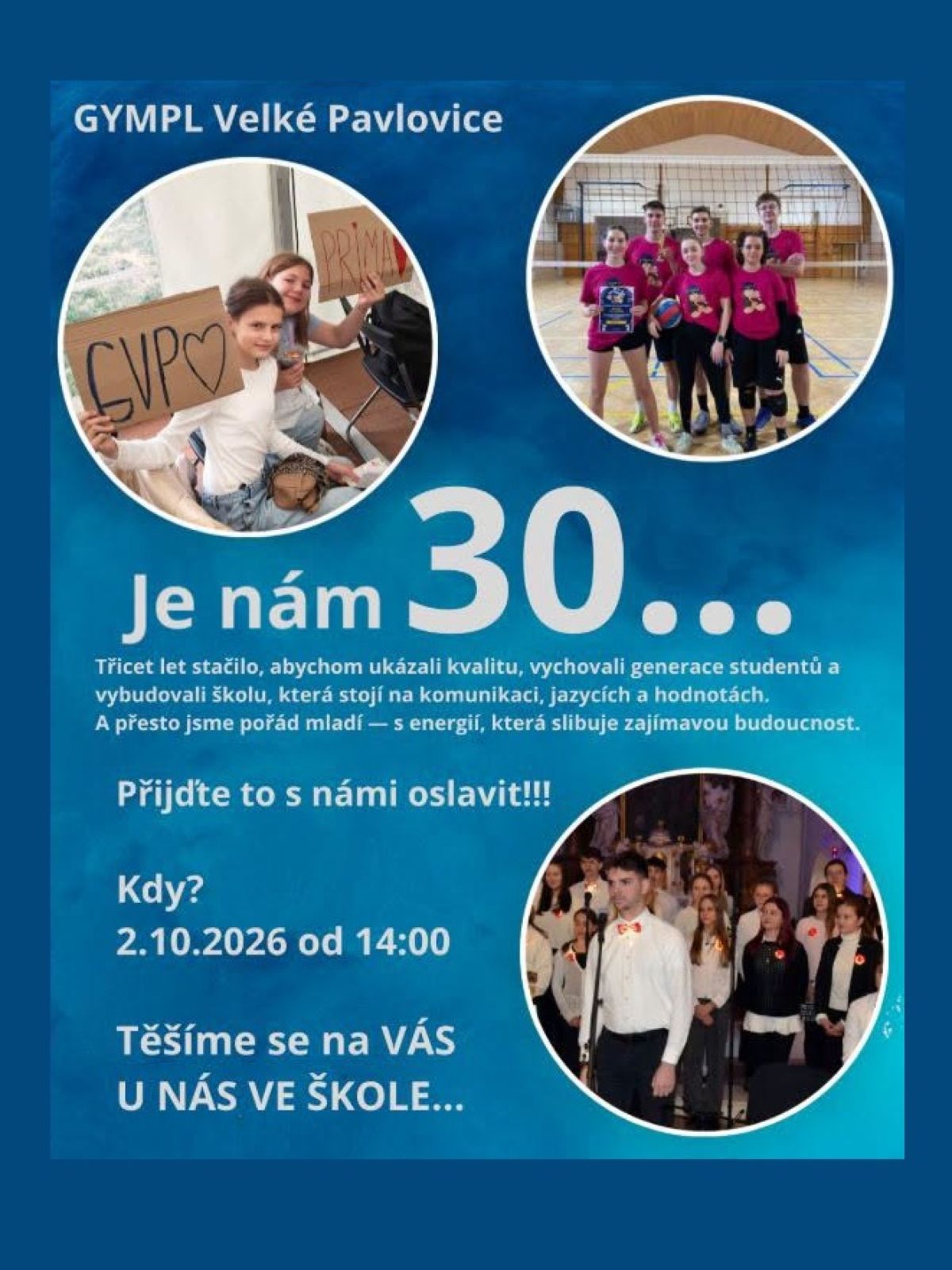 30 let Gymnázia Velké Pavlovice - Oslava významného jubilea školy
