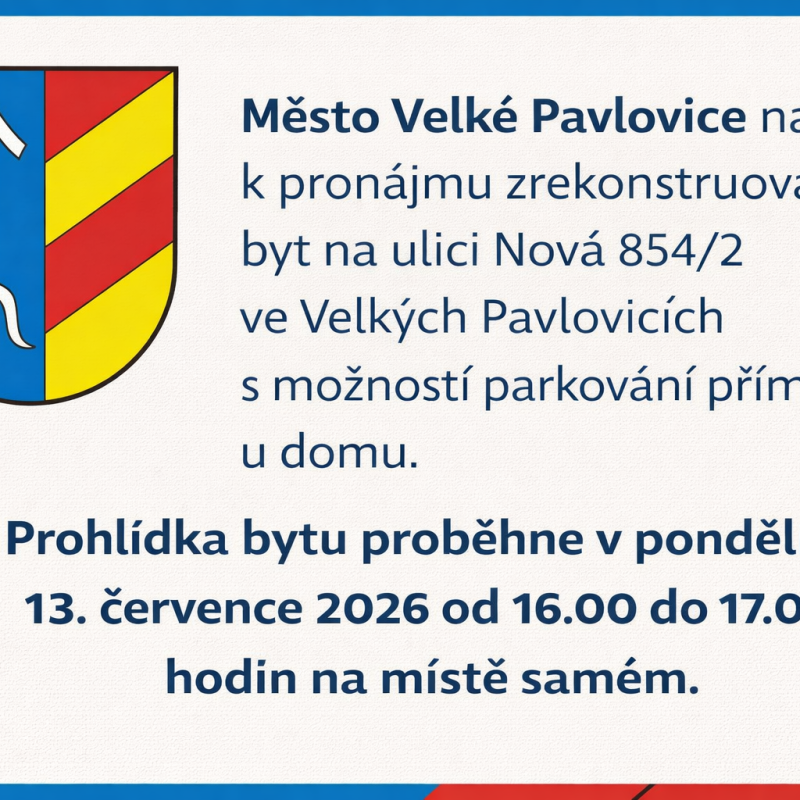 Město nabízí k PRONÁJMU BYT na ulici Nová