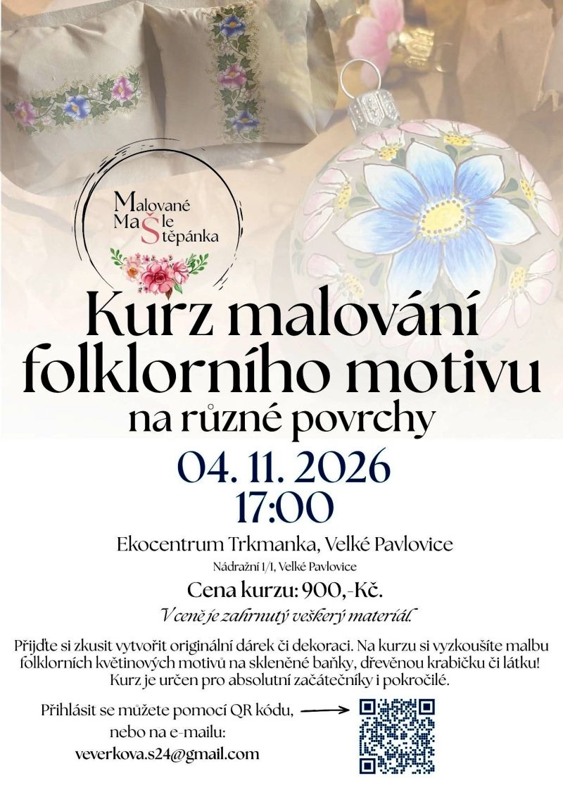KURZ MALOVÁNÍ FOLKLORNÍHO MOTIVU na různé povrchy se Štěpánkou Kovář Veverkovou