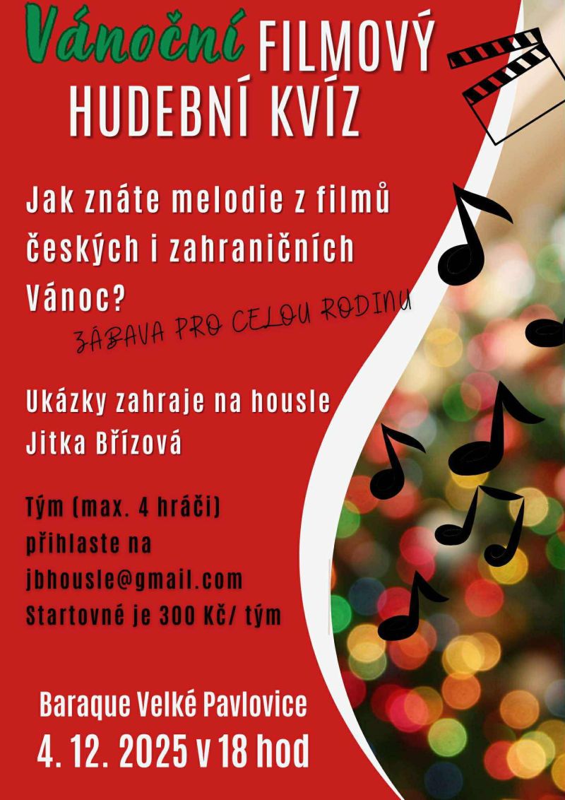 VÁNOČNÍ FILMOVÝ HUDEBNÍ KVÍZ ve Vinařství Baraque