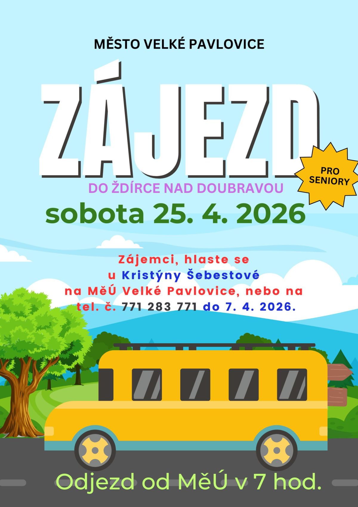 Senioři, máte zájem o zájezd do Ždírce nad Doubravou? Hlaste se na MěÚ